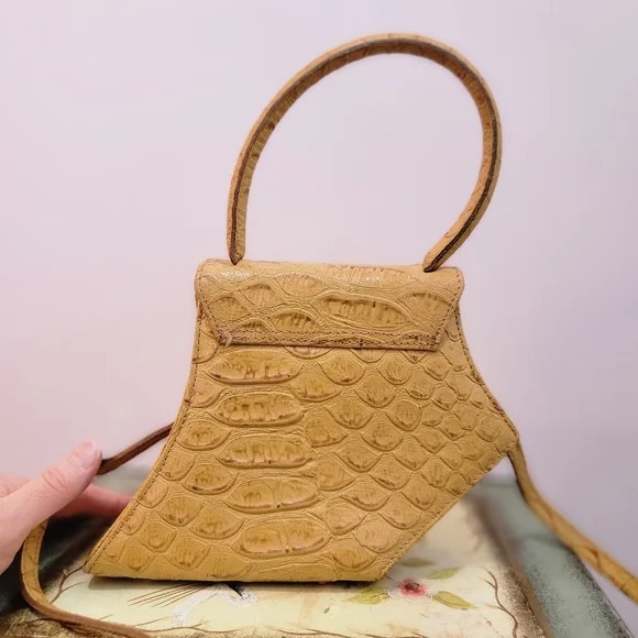 Sergio Cerruti Roma Vintage Avante Garde Mini Tan Leather Handbag - Picture 2 of 14